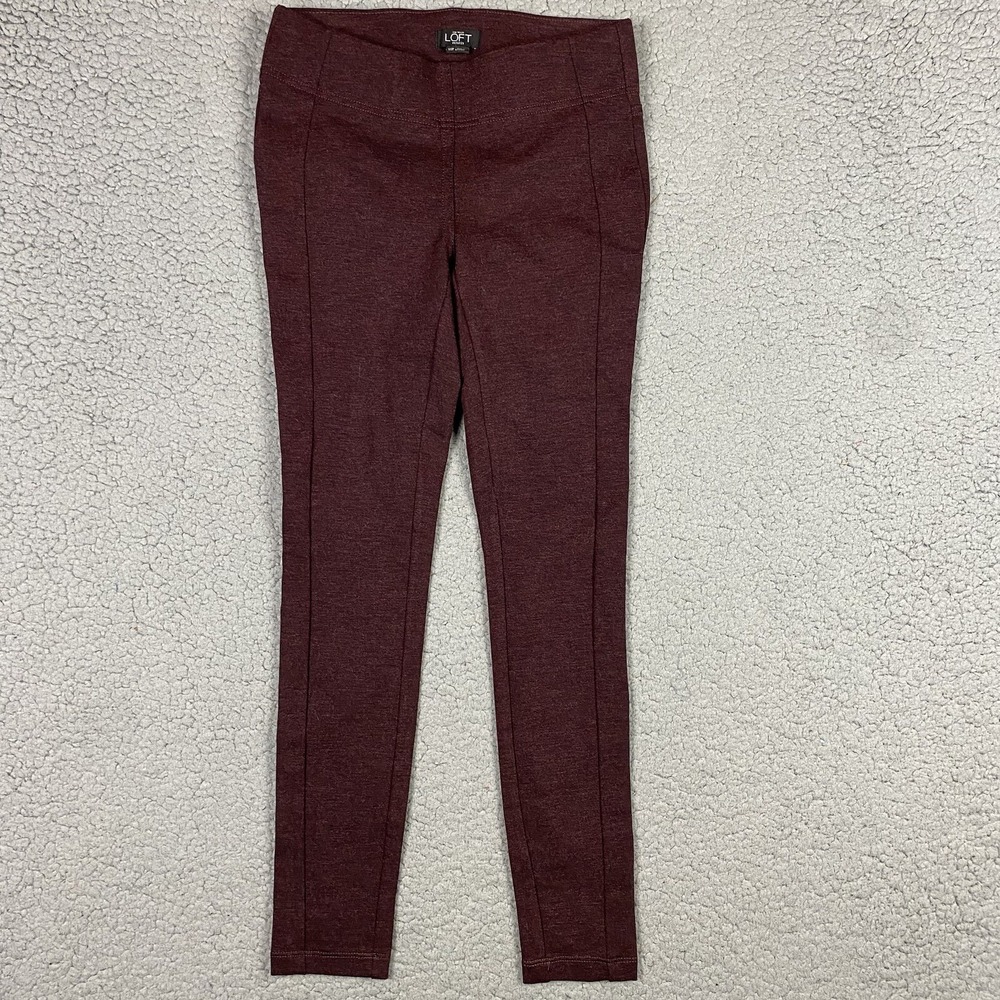 Ann Taylor LOFT Womens Leggings Red Ponte Knit Modern Skinny Size XXSP Petite